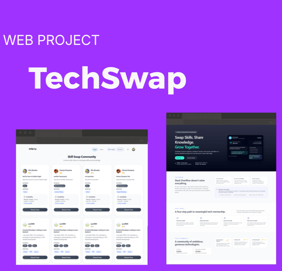 Peer-to-Peer Skill Exchange Platform built with React Node.js WebRTC by Youssef Fakhi